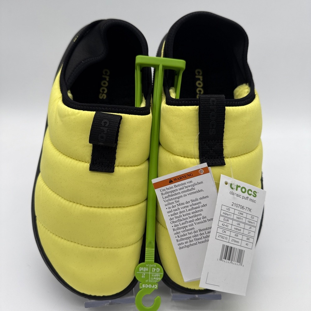 Crocs Classic Puff 210706-77K Slipper Men's US 9 Women's 11 YLW Moc Toe Slip-On